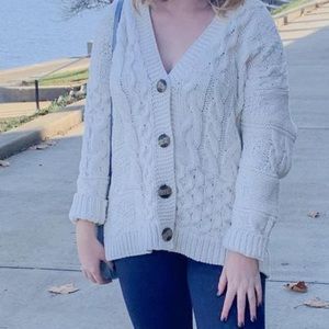 Aerie Cableknit Oversize Button-Down Sweater Cardigan